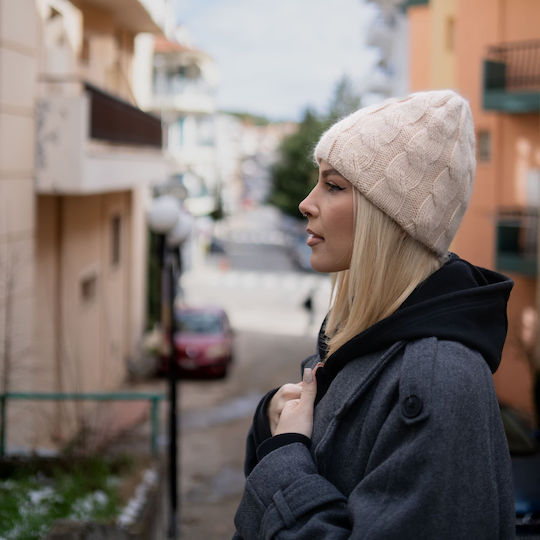 Σκουφάκι Beanie Γυναικείος Σκούφος Πλεκτός σε Ροζ χρώμα