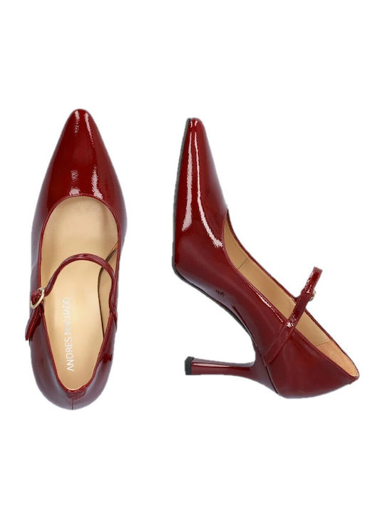 Leather Pointed Toe Stiletto Burgundy High Heels
