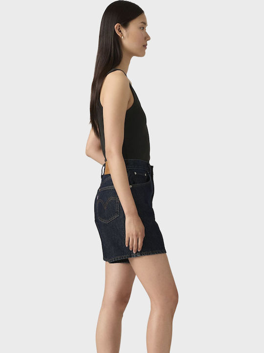 Pantaloni Scurți Din Denim Talie Înaltă Pentru Femei Unwashed Denim