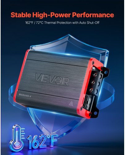 Vevor Car Audio Amplifier 4-channel Bridgeable Car Amplifier Multichannel Class D Stereo Amp Max 4 X 120w At 4 Ohms 4 X 200w At 2 Ohms High Output Suvs Pickups Off-road Vehicles