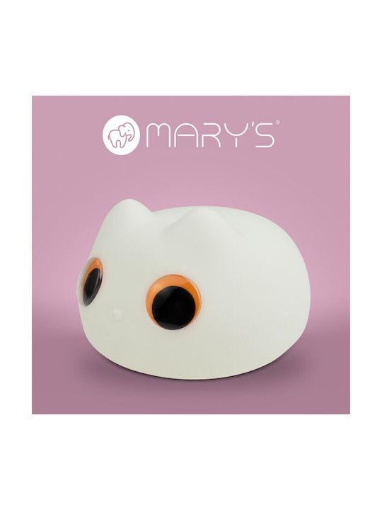 Mary's Φωτάκι Νυκτός LED Γατάκι Μπαταρίας Λευκό Θερμό