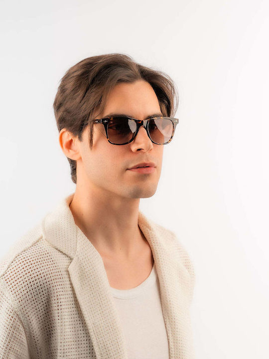 Red Raven Daniel Unisex Γυαλιά Ηλίου με Καφέ Σκελετό και Κόκκινο Φακό 47577631818062