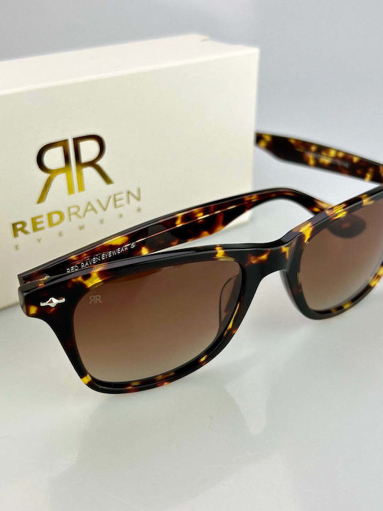Red Raven Daniel Unisex Γυαλιά Ηλίου με Καφέ Σκελετό και Κόκκινο Φακό 47577631818062