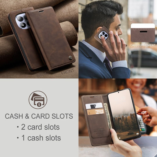 Caseme 013 Retro Книга Кожен / Изкуствена Кожа Кафяв (Redmi Note 15 Pro 5G)