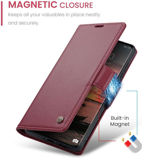 Caseme 023 Luminus Wallet Leather / Synthetic Leather Burgundy Redmi Note 15