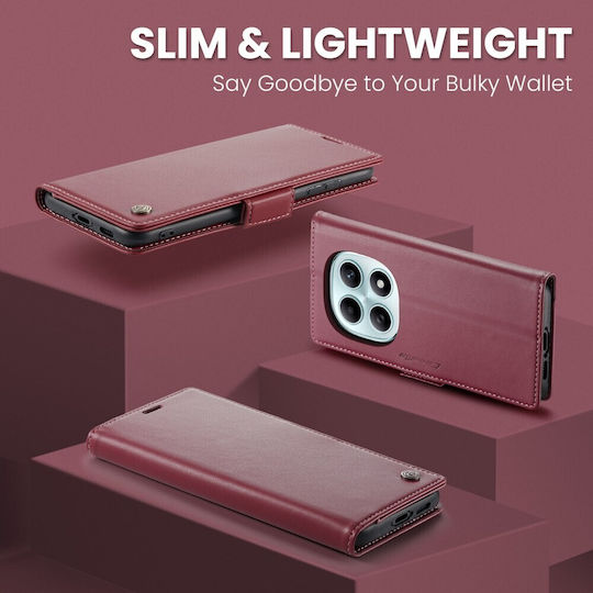 Caseme 023 Luminus Wallet Leather / Synthetic Leather Burgundy Redmi Note 15