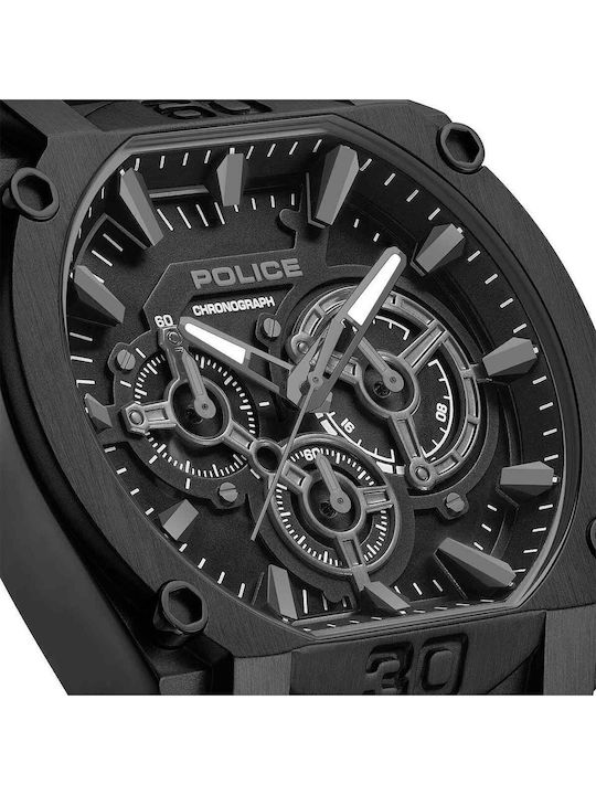 Police Norwood Men's Watch Chronograph Battery with Black Rubber Strap