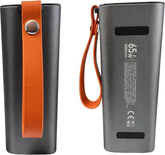 Green Lyca Power Bank 20000mAh 65W με Θύρα USB-A και Θύρα USB-C Ασημί