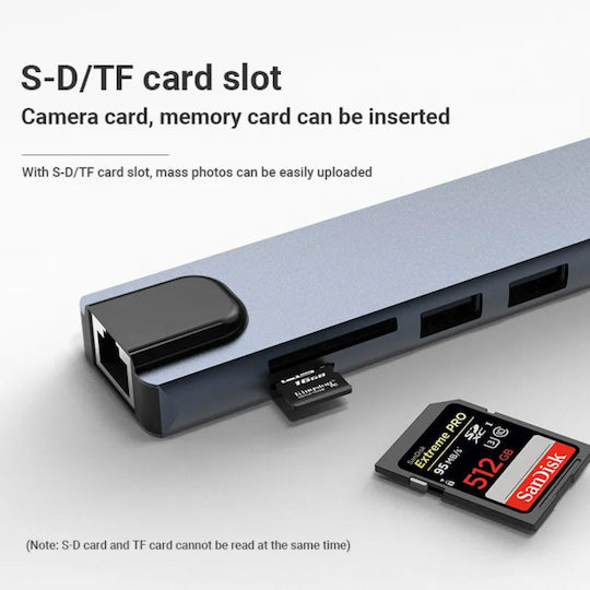 Luvlu Stație de andocare USB-C cu HDMI 4K PD Ethernet Gri