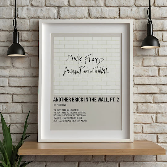 Music Poster Another Brick In Wall Pink Floyd Ms575 21cm X 30cm Μαύρη Ξύλινη Κορνίζα