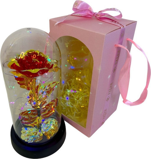 Red-gold Artisanal Rose Metallic Effect Led Lighting In A Plastic Dome