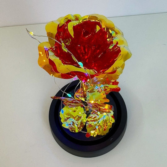 Red-gold Artisanal Rose Metallic Effect Led Lighting In A Plastic Dome
