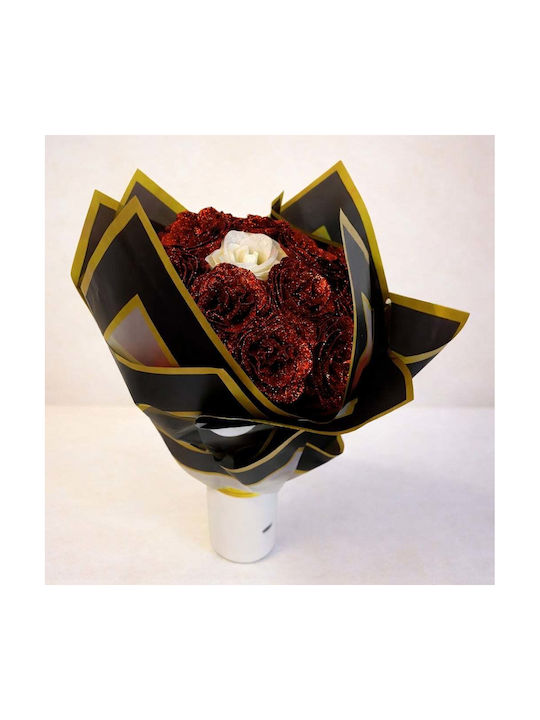 Buchet De Trandafiri Roșii Sclipitori 21 Trandafiri Roșii Decorativi Premium