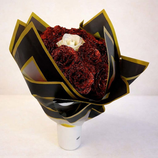 Glitter Red Roses Bouquet 21 Premium Decorative Red Roses