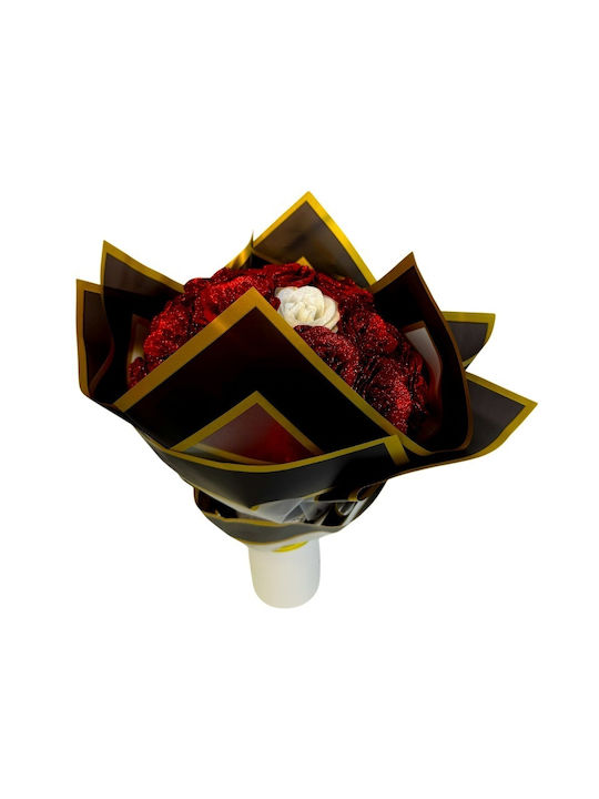 Buchet De Trandafiri Roșii Sclipitori 21 Trandafiri Roșii Decorativi Premium