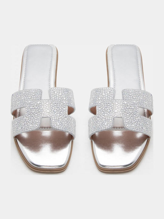 Women's Flat Sandals in Silver Color