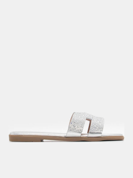 Women's Flat Sandals in Silver Color