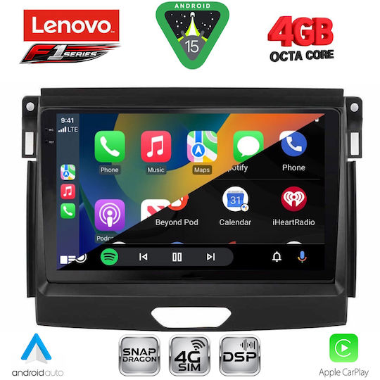 Lenovo Car Audio System for Ford Ranger 2018-2023 (Bluetooth/USB/WiFi/GPS/Apple-Carplay/Android-Auto) with Touch Screen 9"