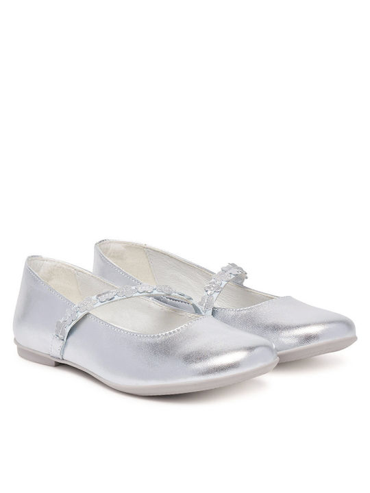 Kids Ballerinas with Hoop & Loop Closure Silver