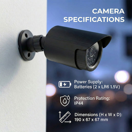 Set of Two Dummy Tube Cameras Led Ir Black Power Supply 2xaa Not Included in Delivery Abs Ir1800 Bt
