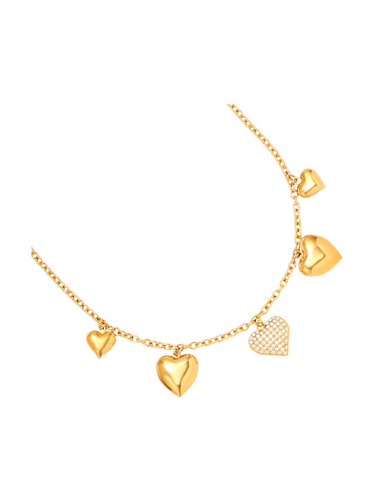 Papoulidis Jewellery Necklace with design Heart from Gold Plated Steel
