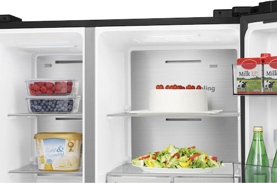 Hisense Side-by-Side Kühlschrank 632Es NoFrost H179xB91xT73cm. Inox RS818N4TIE