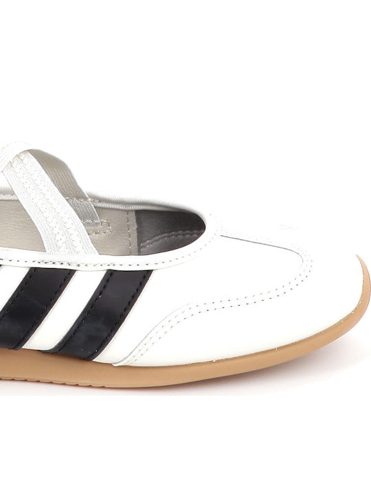 Kids Ballerinas Mary Mary with Elastic Strap White
