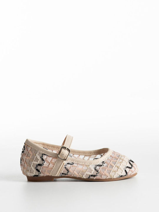 Kids Ballerinas with Hoop & Loop Closure Beige