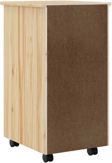 Office Storage Drawer from Solid Wood with Wheels Transparent Varnish 34x39x65.5cm