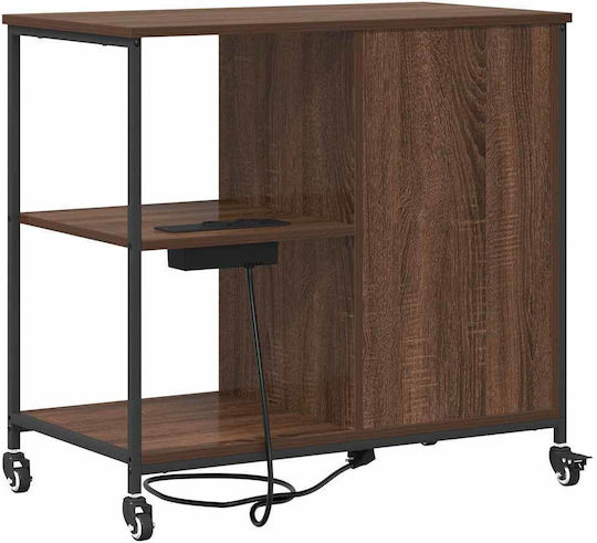 Cabinet De Birou Din Lemn Cu Roți Maro Stejar 76x41x72cm