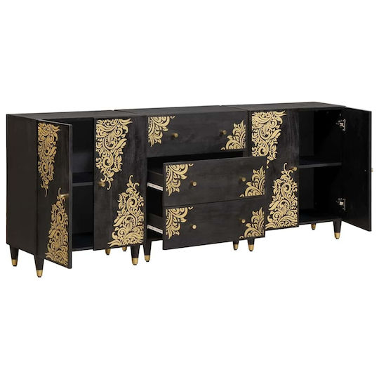 vidaXL Badezimmerschrank B180xT33xH75cm Schwarz