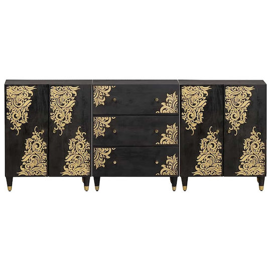 vidaXL Badezimmerschrank B180xT33xH75cm Schwarz