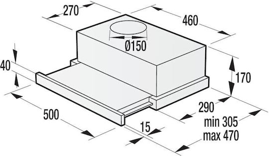 Gorenje Sliding Vent Hood 50cm Inox