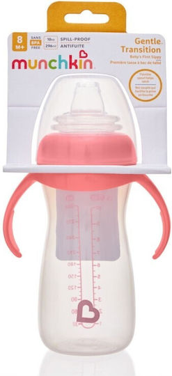 Munchkin Gentle Tall Transition Cup Εκπαιδευτικό Μπιμπερό Πλαστικό με Λαβές Ροζ για 9m+ 296ml