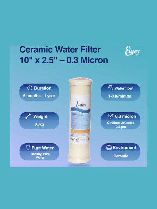 Eiger Ersatz-Wasserfilter für die Arbeitsplatte und unter der Arbeitsplatte Keramik 10" 0.3 μm (Mikrometer)