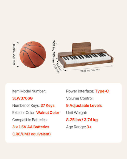 Vevor Wooden Piano for 3-10 Years