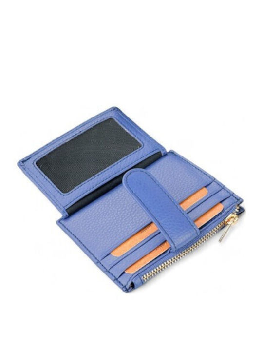 Small Leather Women's Wallet Classic with RFID Light Blue