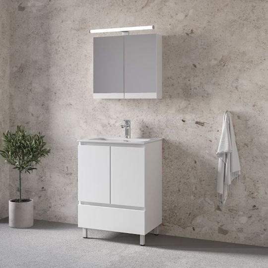 Furnibath Πάγκος με Νιπτήρα Μ81xΒ46xΥ72cm Λευκό