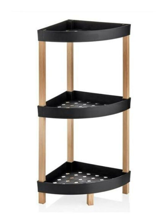 Ραφιέρα Κουζίνας Ξύλινη 3 Θέσεων Μαύρη 33x33x80cm
