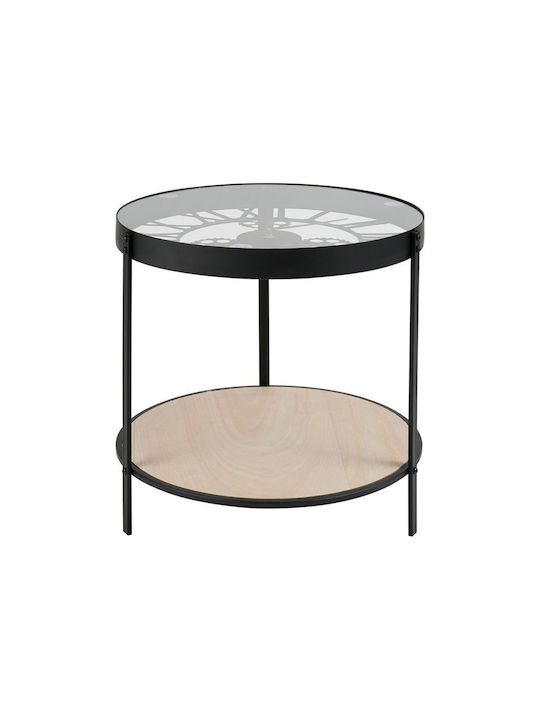Round Side Table Glass Black W39xL39xH40cm