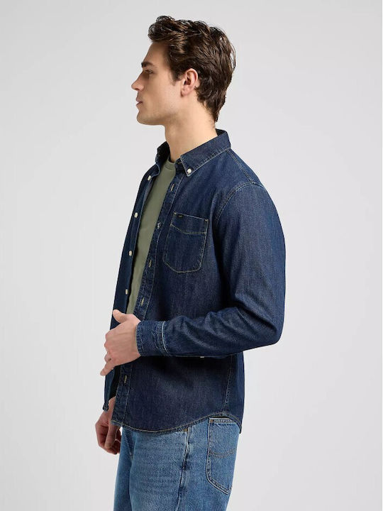 Long-sleeved Denim Shirt Blue