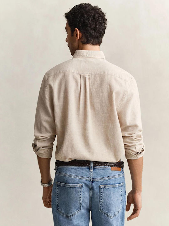 Long-sleeved Linen Shirt Oat Beige