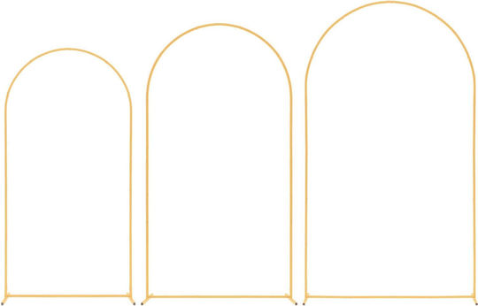 Vevor Set of 3 Gold Metal Arch Bases 2.4 2.2 2m Easy Assembly Stable Construction Events