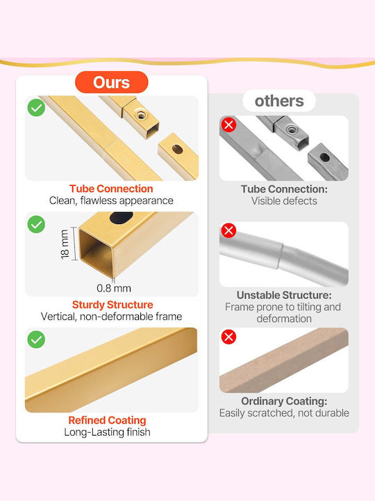 Vevor Set of 3 Gold Metal Arch Bases 2.4 2.2 2m Easy Assembly Stable Construction Events