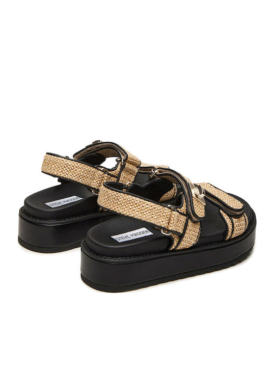 Bigmona Women's Flat Sandals with Strap Flatforms in Beige Color
