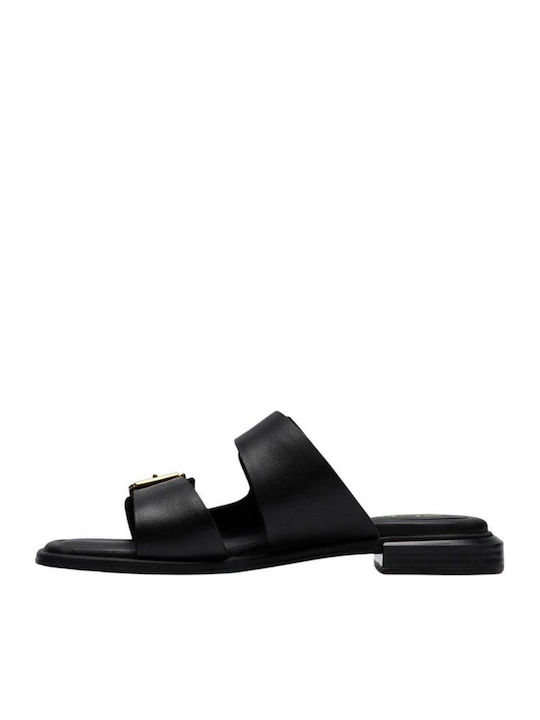 Ariany Bay Mule Leather Women's Flat Sandals Anatomic in Black Color