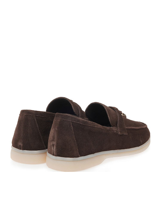 Leather Women's Loafers in Brown Color