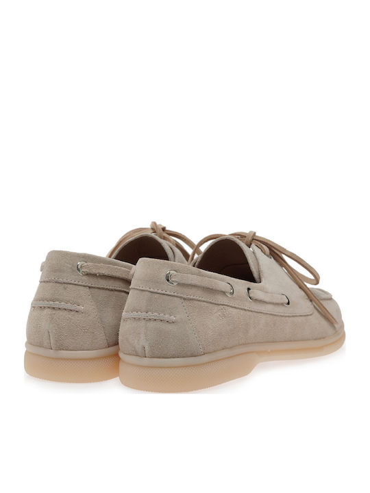 Leather Women's Loafers in Beige Color