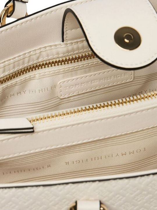 Tommy Γυναικεία Satchel Τσάντα από Συνθετικό Δέρμα Εκρού
