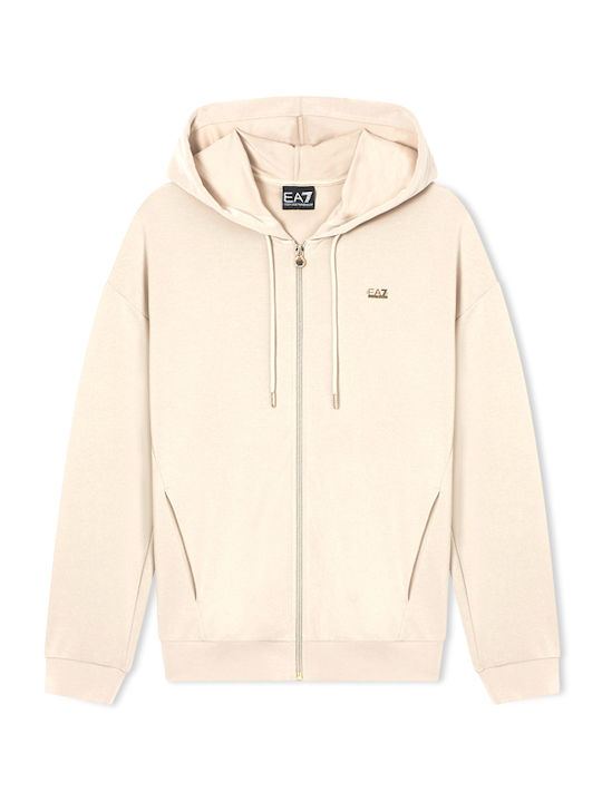 Long Women's Sweatshirt Jacket Hooded Beige